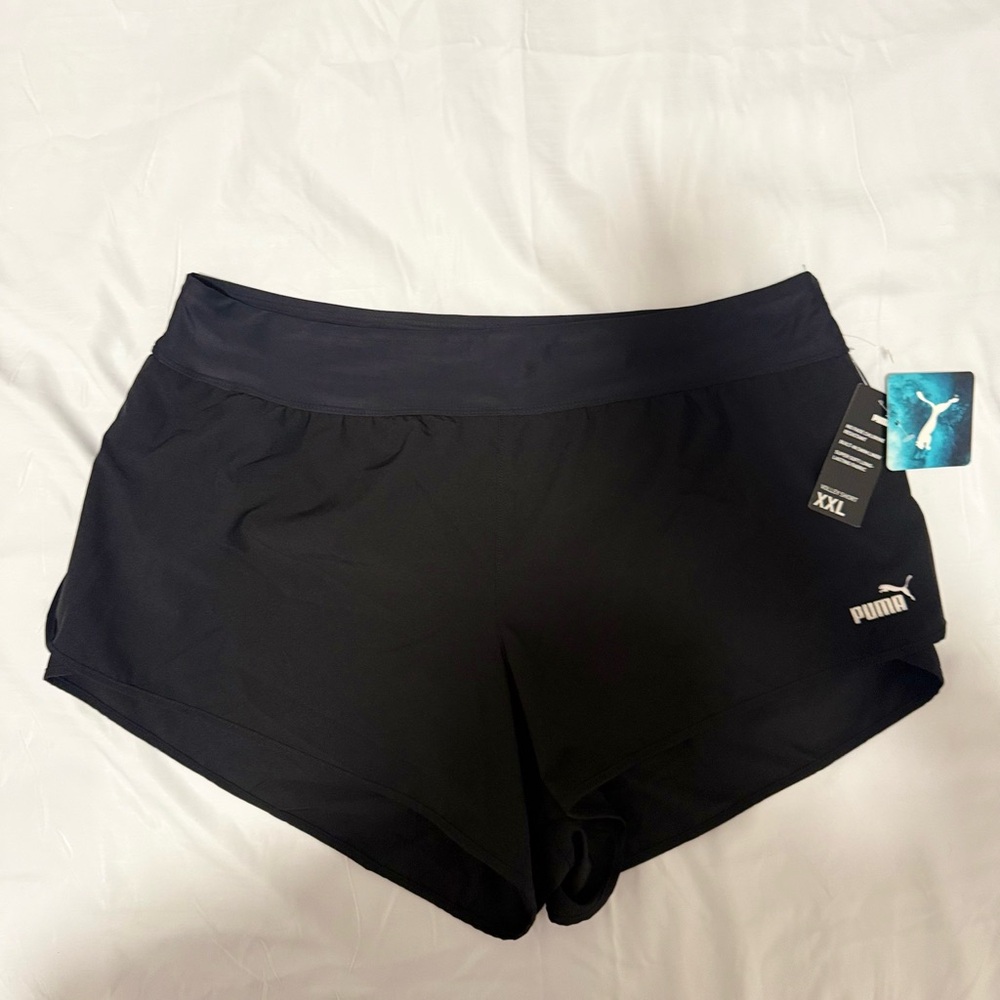 71 NWT PUMA VOLLEY BALL BLACK SHORT BUILT IN SWIM LINER SIZE XXL